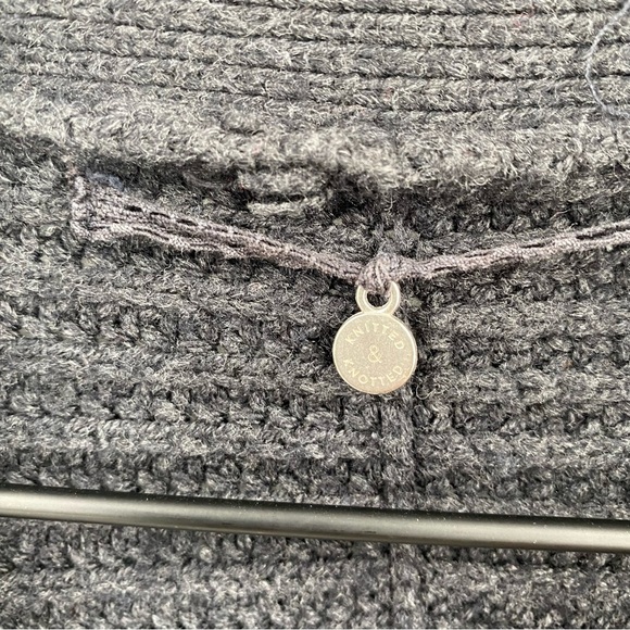 Anthropologie Knitted & Knotted Charcoal Gray Ribbed Knit Open Cardigan Sweater - Picture 5 of 6
